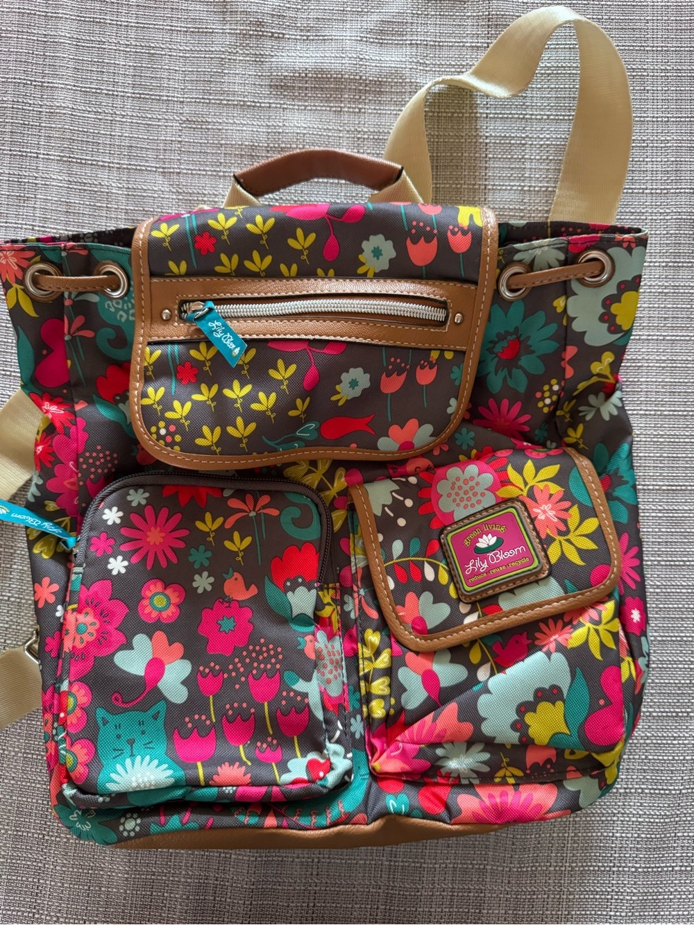 Lily Bloom Brown Floral Multi-Color Backpack